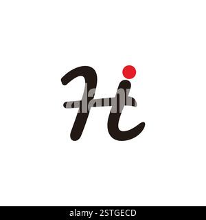 letters hti red dot simple curves logo vector Stock Vector