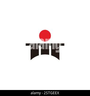 letter m sun bridge simple colorful logo vector Stock Vector