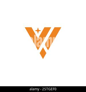 letters vw star golden simple geometric logo vector Stock Vector