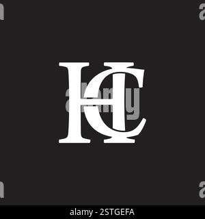 letters hc linked overlap 3d flat simple logo vector Stock Vector