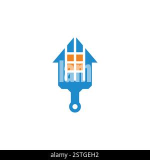 paintbrush home stripes window colorful logo vector Stock Vector