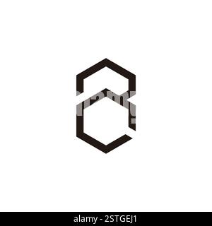 letters bc hexagonal simple geometric logo vector Stock Vector