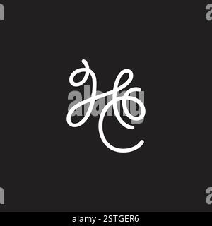letters hc linked knot thread curves logo vector Stock Vector