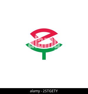 letters z red rose simple geometric logo vector Stock Vector