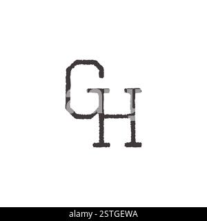 letter gh vintage brush font simple logo vector Stock Vector