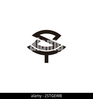 letters st sy simple stripes curve geometric logo vector Stock Vector