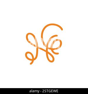 letters ng linked knot thread curves logo vector Stock Vector