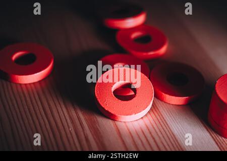 Abstract Circles on Wooden Background Stock Photo