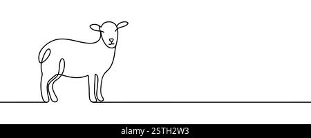 Sheep lamb in one continuous line drawing. Sheep icon. Lamb in the ...