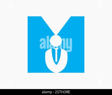 Initial Letter M Business Man Logo Concept With Man Symbol Vector Template Stock Vector