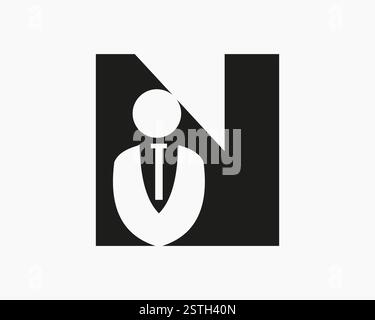 Initial Letter N Business Man Logo Concept With Man Symbol Vector Template Stock Vector