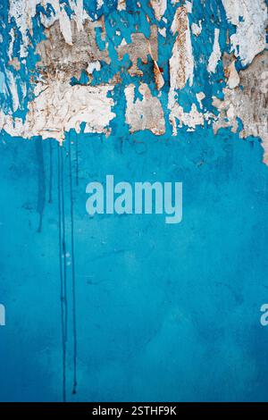 Old city wall painted in blue color copyspace Stock Photo