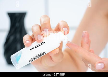 CC Cream Similar to BB cream, focusing on color correction and tone improvement. Stock Photo