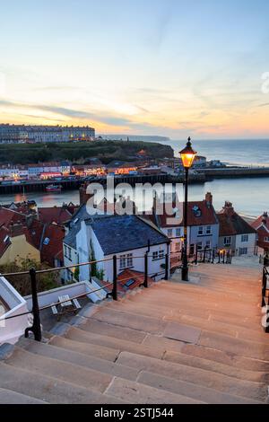 Steps down to the Harbour from Whitby Abbey Stock Photo - Alamy