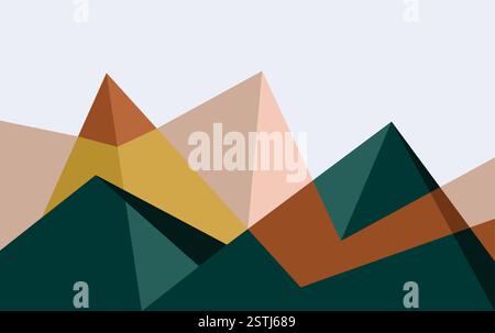 Geometric Mountain Full color Abstract Background Stock Vector