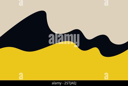 Abstract Minimalist Mountain Background With Black Yellow Color Stock Vector