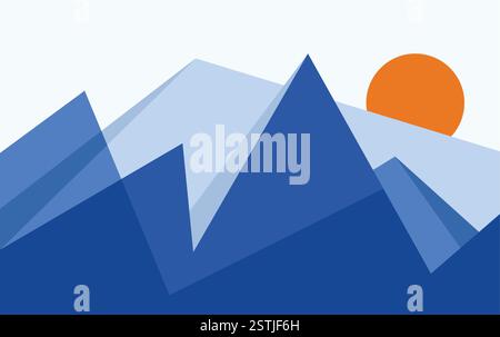 Abstract mountain background design vector wallpaper template. mountain sunset vector Stock Vector
