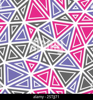 Minimalistic triangles background. Large triangles size. Solid shapes in frames. Multiple colors style. Repeatable pattern. Modern vector tiles. Stock Vector