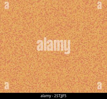 Honeycomb mosaic background. Orange color tones gradients. Plain hexagon frames. Smallish hexagon shapes. Seamless pattern. Stock Vector