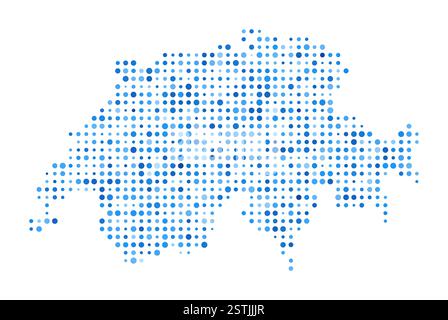 Switzerland Dot Map. Country Digital Style Shape. Switzerland vector image. Country shape blue circular dots. Vibrant vector illustration. Stock Vector