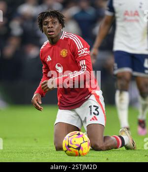 Patrick Dorgu of Manchester United in action during the UEFA Europa ...