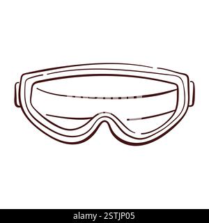 Safety Goggles logo for construction business in line art style. Hand drawn protective eyewear for shield eyes from debris, chemical or hazard in Stock Vector