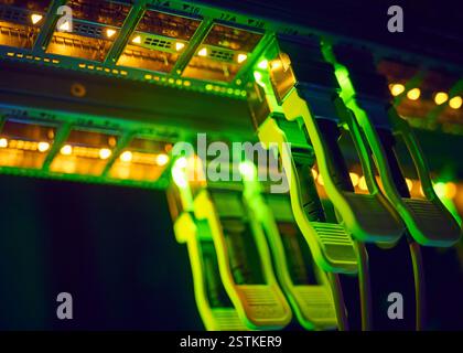 Close-up of cables in data center Stock Photo