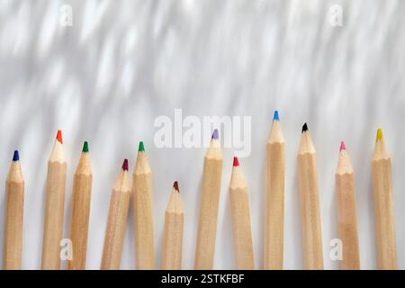 Colorful pencils on white background Stock Photo
