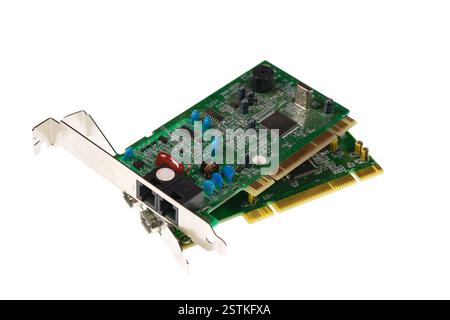 Old computer controller cards isolated on white background Stock Photo
