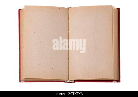 Old book open pages isolated on white background Stock Photo