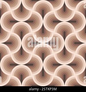 Retro waves wallpapers pattern, Seamless repeating vector pattern, brown mocha mousse colors Stock Vector