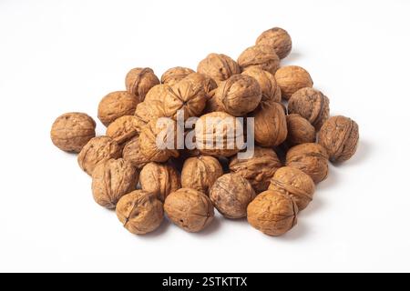 Group of walnuts on a white background Stock Photo