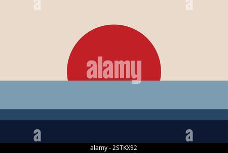 Abstract Sunset Beach Background Vector. Summer Vector Illustration Stock Vector