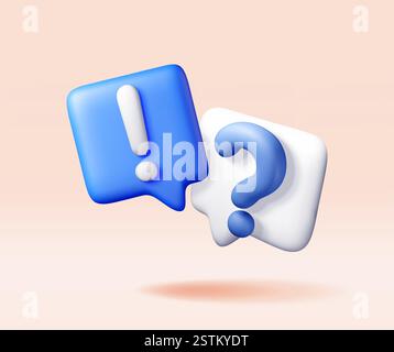 3d question and exclamation marks in speech bubble Stock Vector
