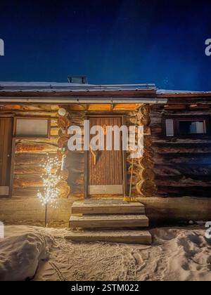 A log cabin in Levi in Finnish Lapland Stock Photo
