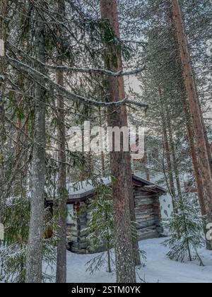 A log cabin in Levi in Finnish Lapland Stock Photo