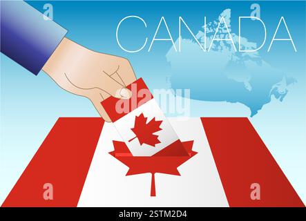 Canadian elections, Canada, north america, ballot box and flag symbols, vector illustration Stock Vector