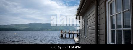 Luss harbour in Loch Lomond, Scotland Stock Photo