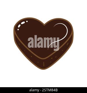 Heart-Shaped Chocolate Treat – Sweet and Glossy Dessert Illustration Stock Vector