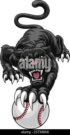 Black Panther Leopard Baseball Sports Team Mascot Stock Vector