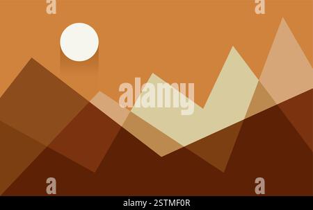 Geometric Mountain Sun Wall Art Design. Landscape Background Stock Vector
