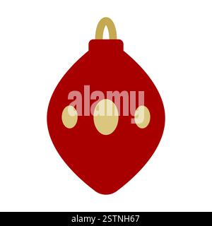 Red Christmas ball flat icon. Vector Flat design bauble, Stock Vector