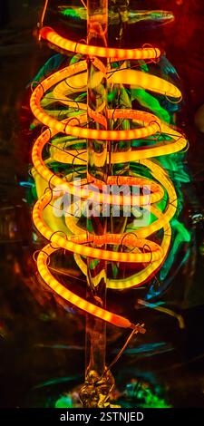 Vertical photography with abstract content of different colors in the base of which is a spiral. Abstract colourful background. Stock Photo
