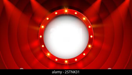 Red frame retro billboard, blank showtime text. Vector Stock Vector