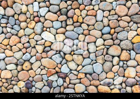 Pebble stone wall texture Stock Photo
