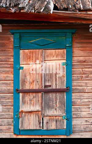 Closeup of the old window in slums of Astrakhan, Russia. Stock Photo