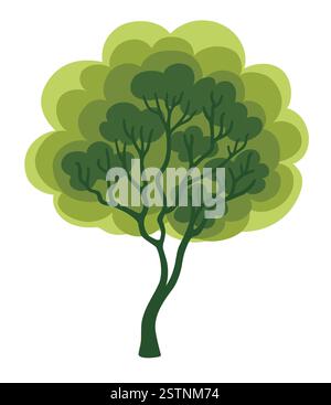 Forest foliage tree. Botanical natural flat vector illustration isolated on white background Stock Vector