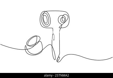 One line continuous hairdryer hairdresser symbol concept, Hair Dryer continuous line art, Single one line drawing hair dryer Stock Vector