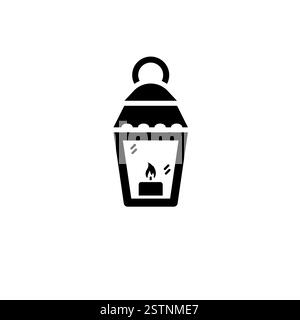 Street Lantern, Old Pendant Light Lamp Solid Flat Vector Icon Isolated on White Background. Stock Vector
