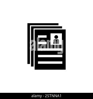 Head hunting, Resume, Portfolio Search Solid Flat Vector Icon Isolated on White Background. Stock Vector